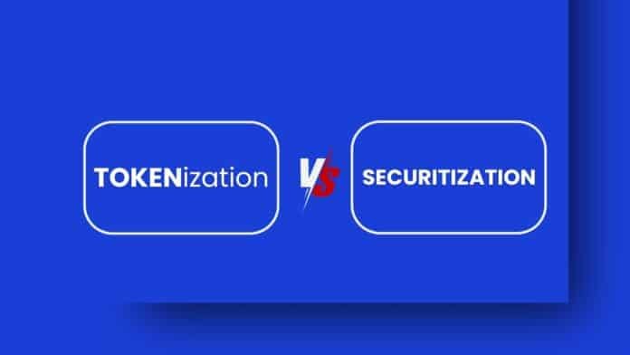 Diagram showing tokenization vs securitization across banking and capital markets infrastructure
