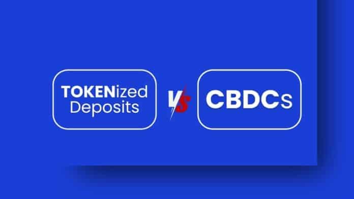 visual comparison of tokenized deposits and central bank digital currencies in modern banking infrastructure