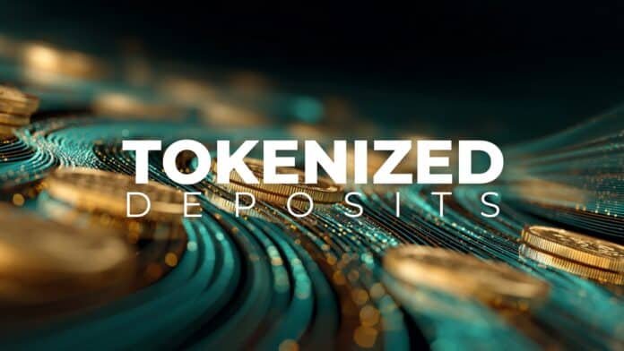 illustration showing tokenized deposits and digital commercial bank money moving across programmable settlement networks