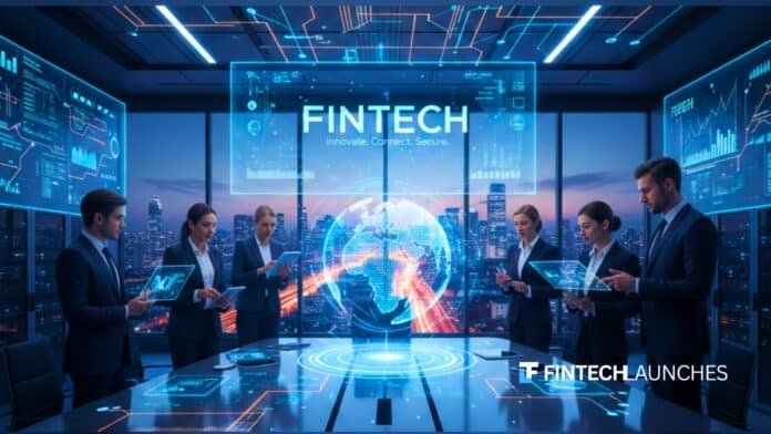 Illustration explaining fintech and financial technology infrastructure